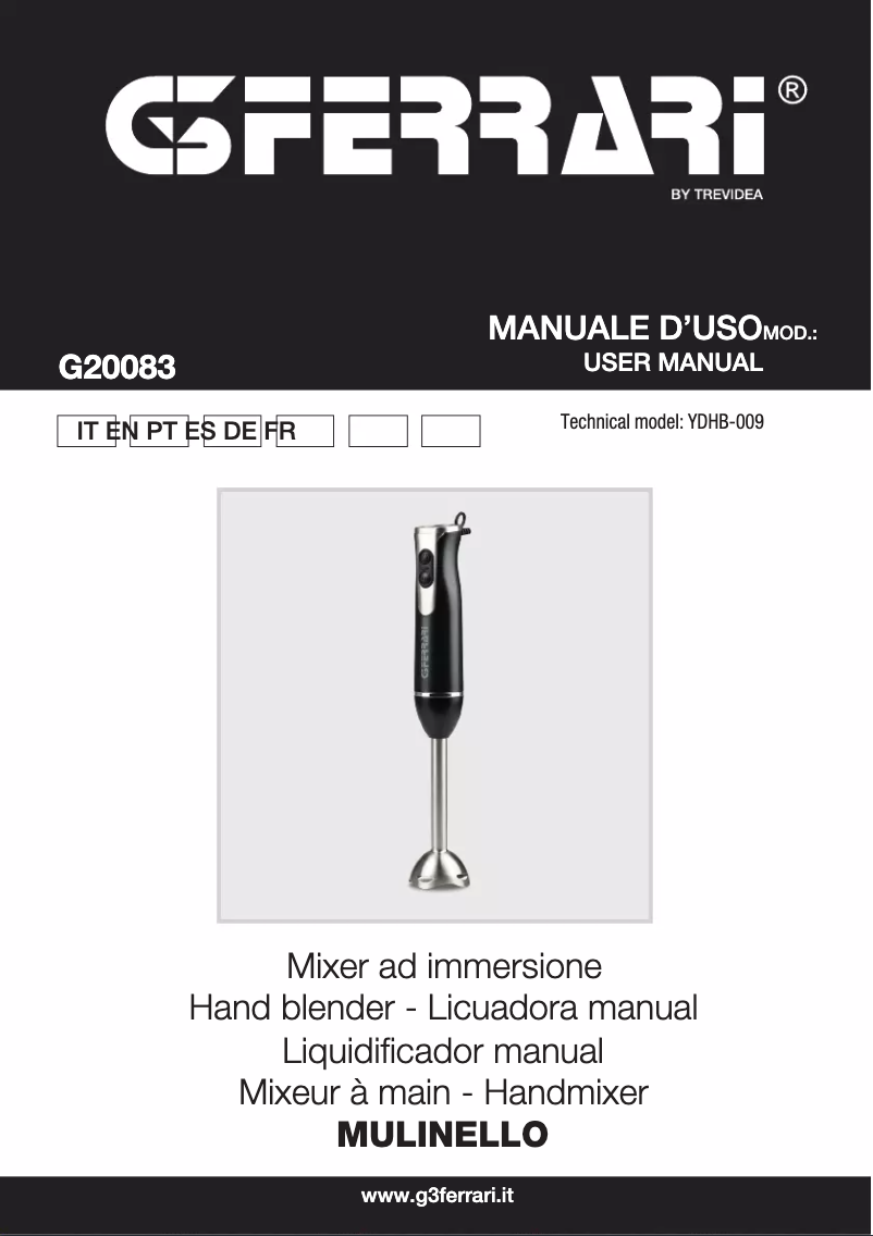 Image de la première page du manuel de l'appareil Mulinello G20083