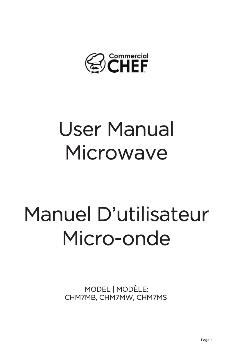 Page 1 of the manual User Manual Commercial Chef CHM7MB