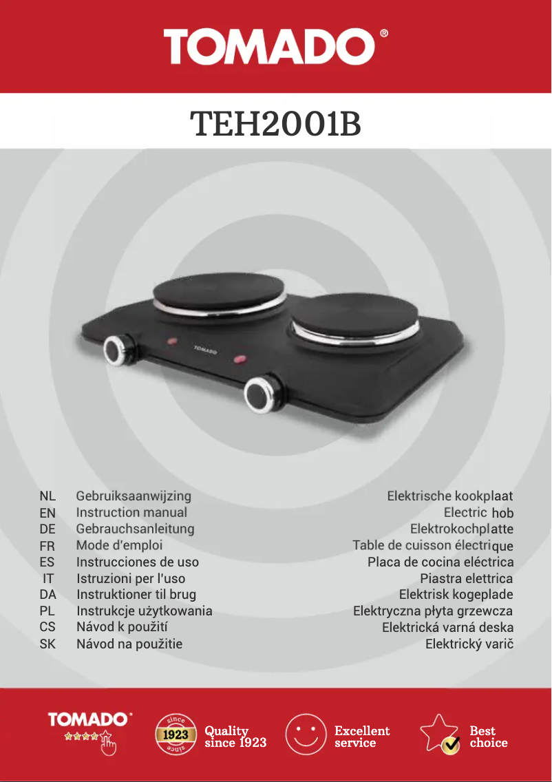 First page image of the manual for TEH2001B