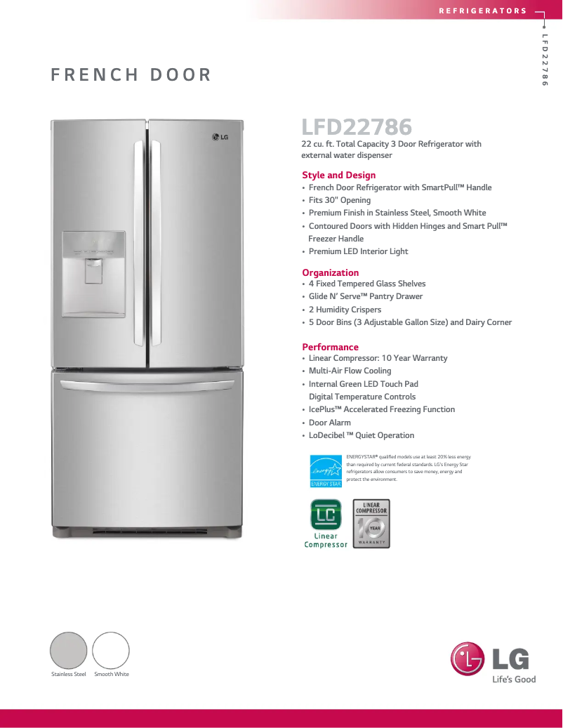 Page 1 of the manual Technical Sheet LG LFD22786SW