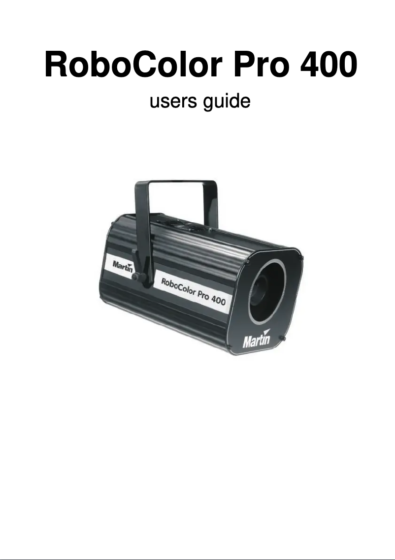 First page image of the manual for RoboColor Pro 400