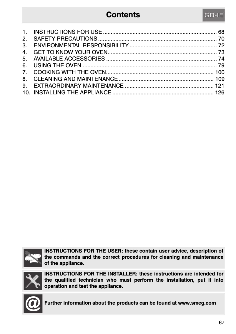 Page 1 of the manual User Manual Smeg SC112PZ-8