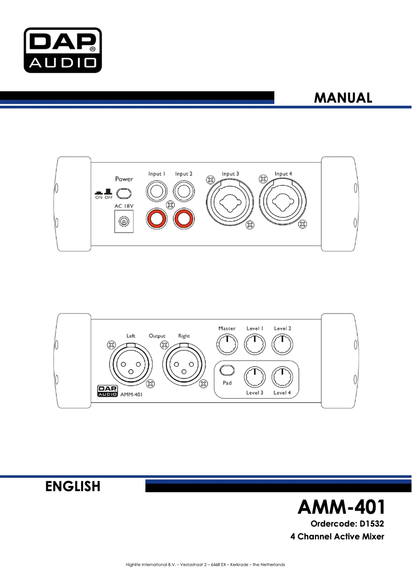 First page image of the manual for AMM-401