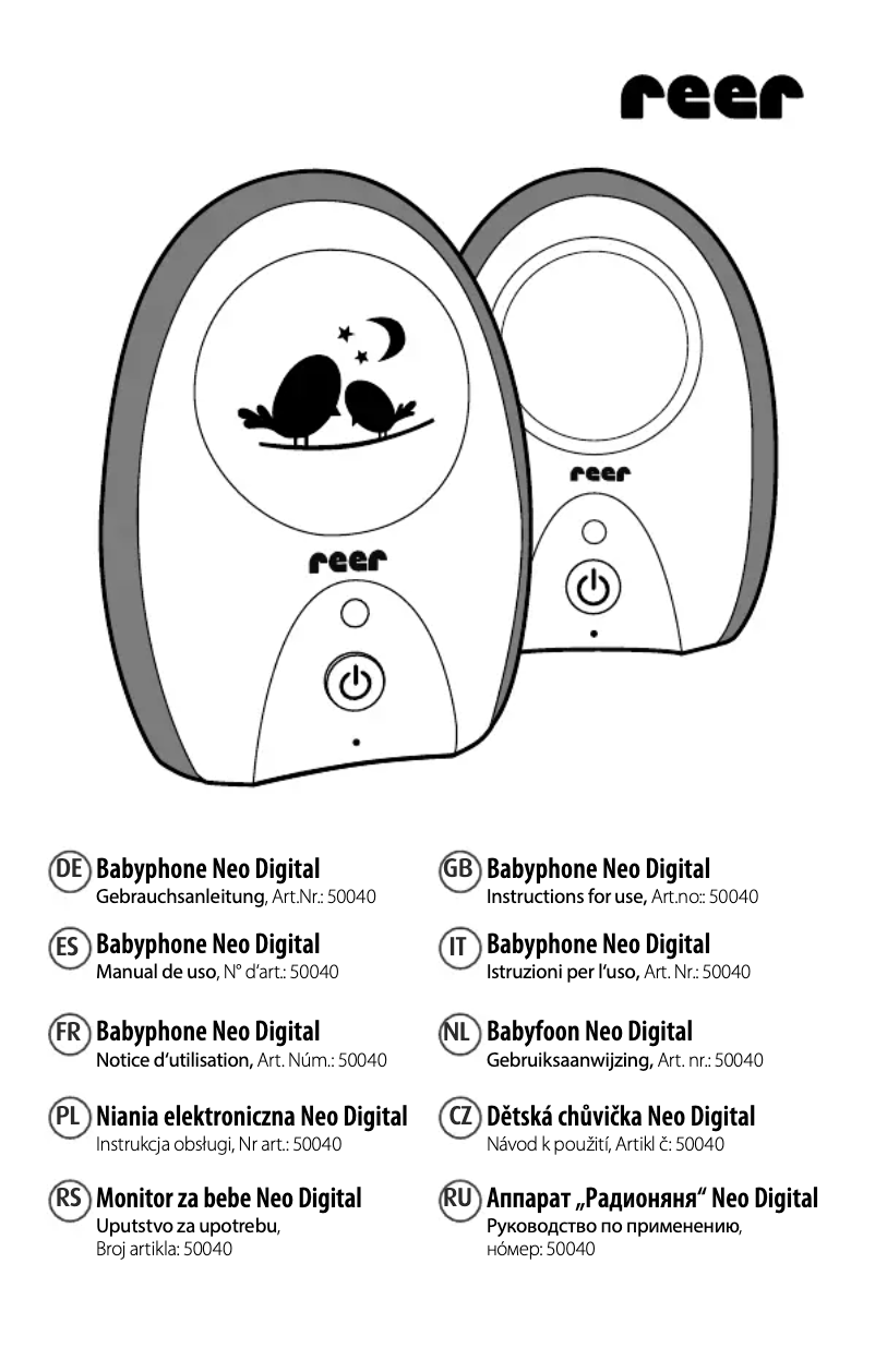 Page 1 of the manual User Manual Reer Neo 50040