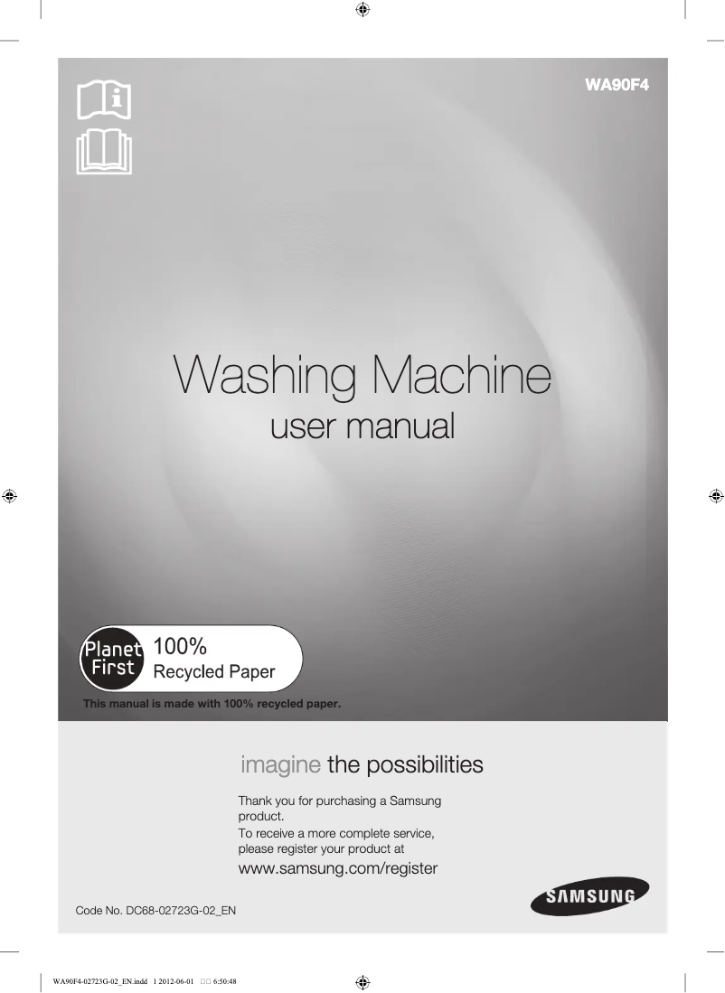 Page 1 of the manual User Manual Samsung WA90F4