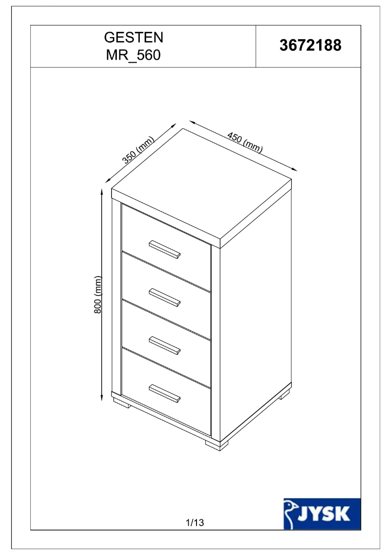 First page image of the manual for Gesten (45x80x35)