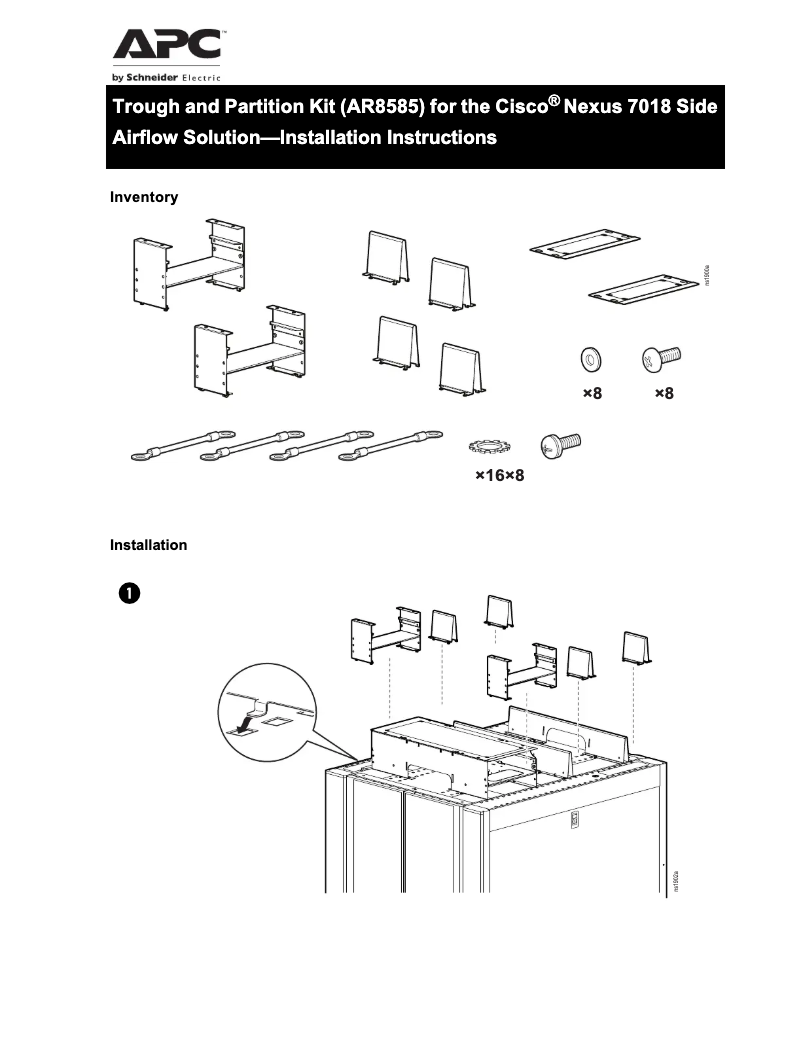 First page image of the manual for NetShelter AR8585