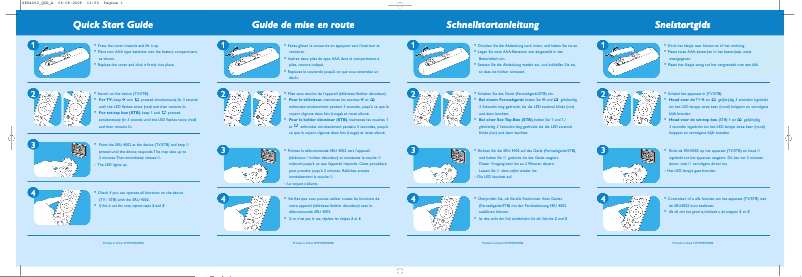 Page 1 of the manual Quick Start Guide Philips SRU4002