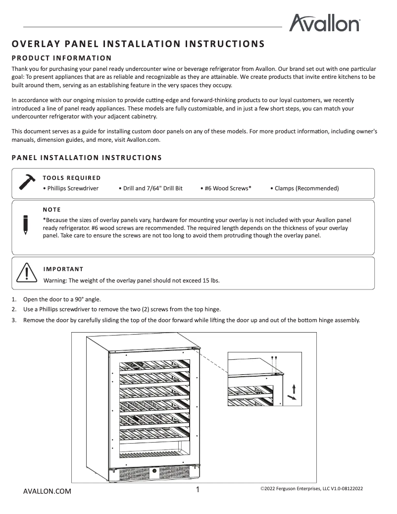 Page 1 of the manual Installation Guide Avallon ABR242BLSS