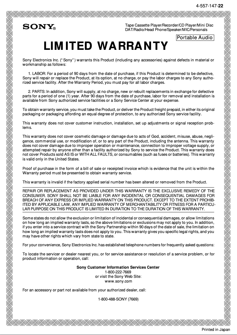 First page image of the manual for WM-FX40