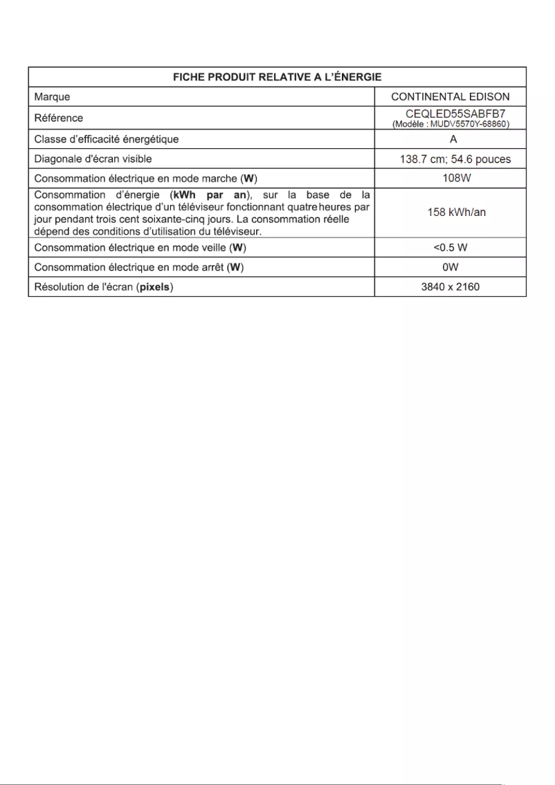 First page image of the manual for CEQLED55SABFB7