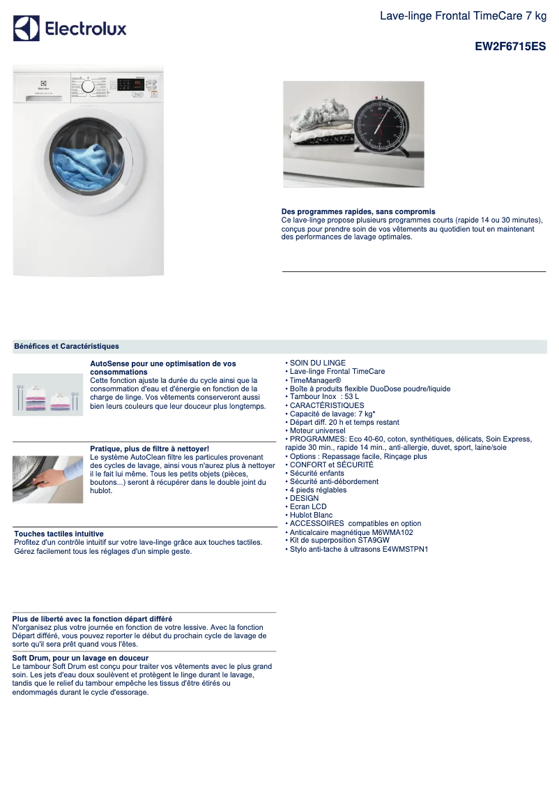 First page image of the manual for EW2F6715ES