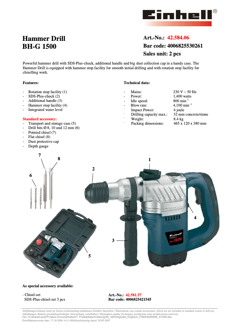 Page 1 of the manual User Manual Global BH-G 1500