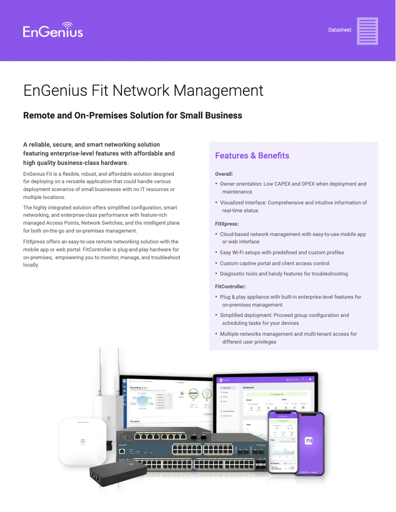 Page 1 of the manual Technical Sheet EnGenius EWS7952P-FIT