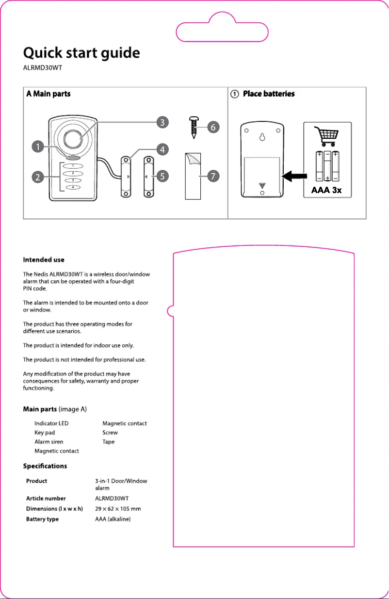 Page 1 of the manual User Manual Nedis ALRMD30WT