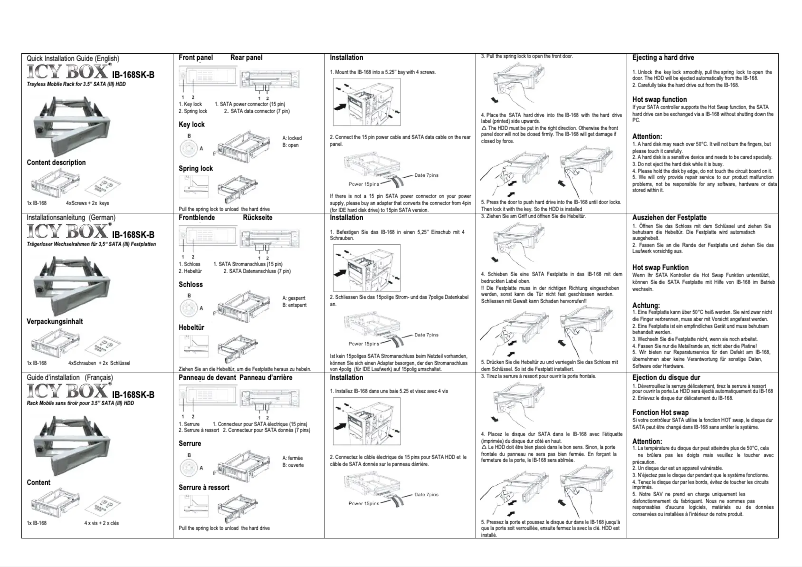 First page image of the manual for IB-168SK-B