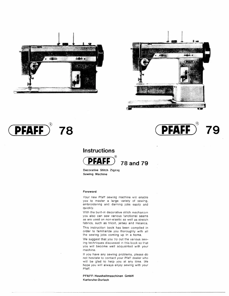 Page 1 of the manual User Manual Pfaff 78