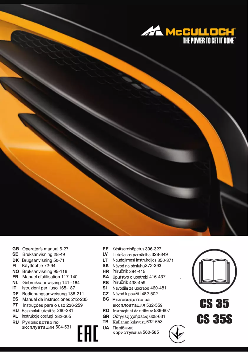 Page 1 of the manual User Manual McCulloch CS 35S