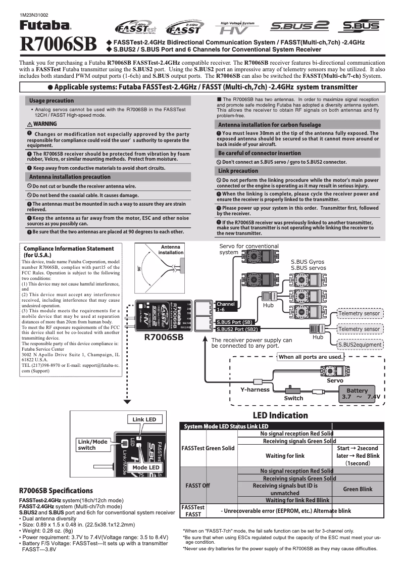 First page image of the manual for R7006SB