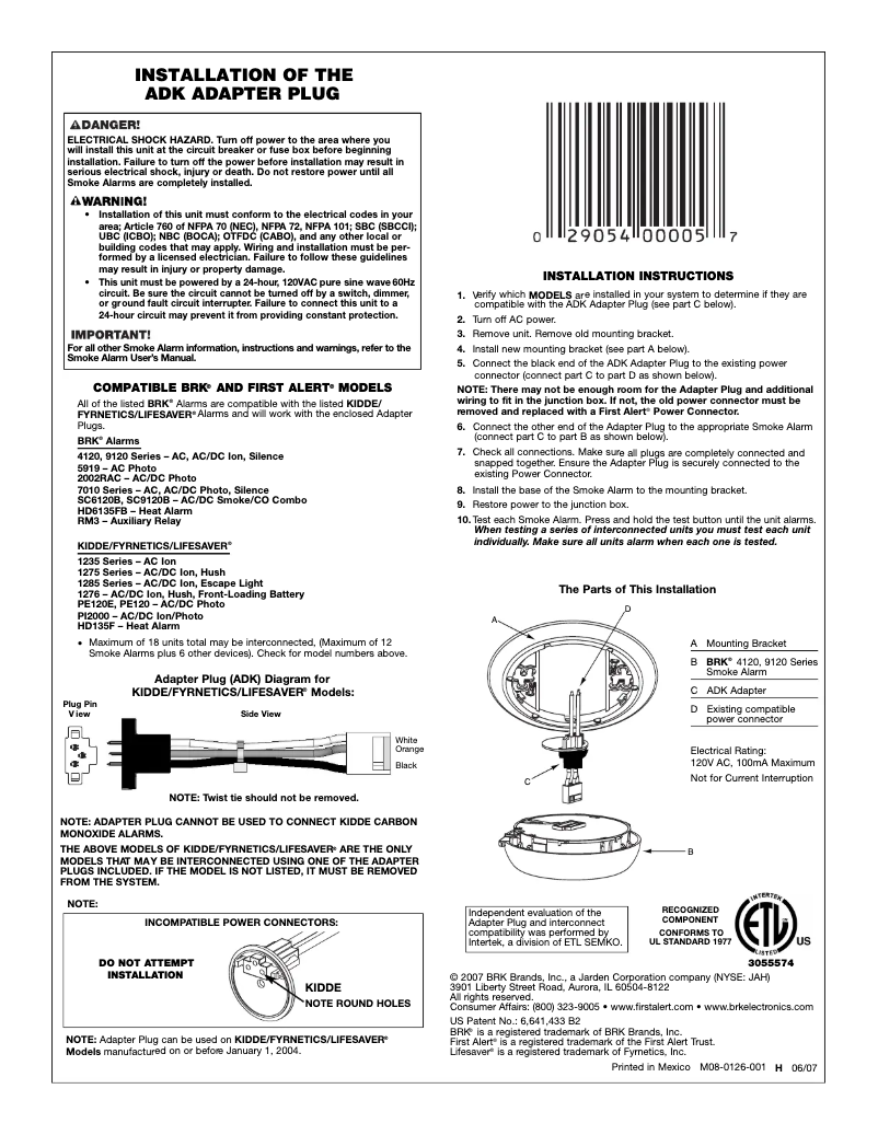 First page image of the manual for ADK-12