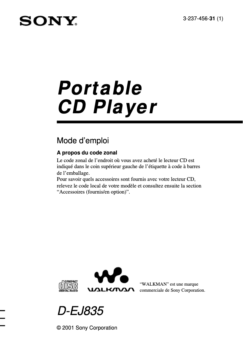 First page image of the manual for D-EJ835