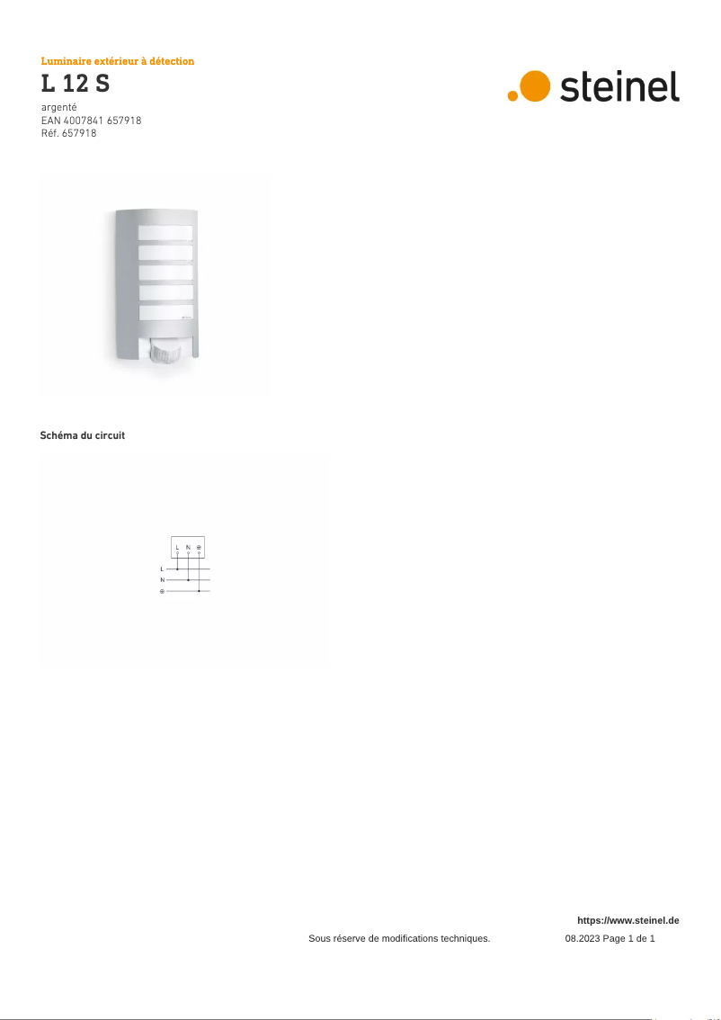 Page 1 of the manual Wiring Diagram Steinel L 12 S
