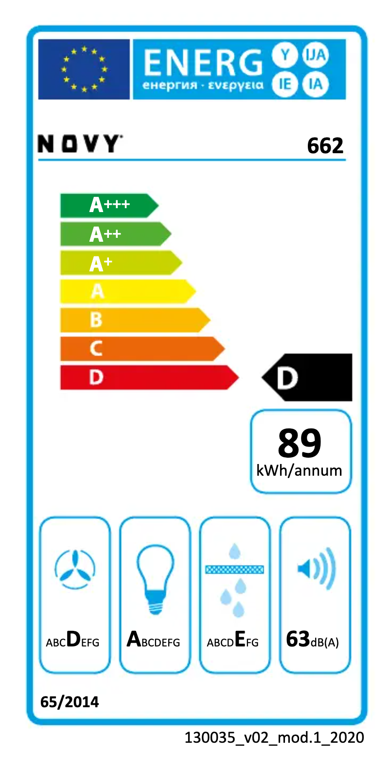 Page 1 of the manual Energy Label Novy Move'line 662