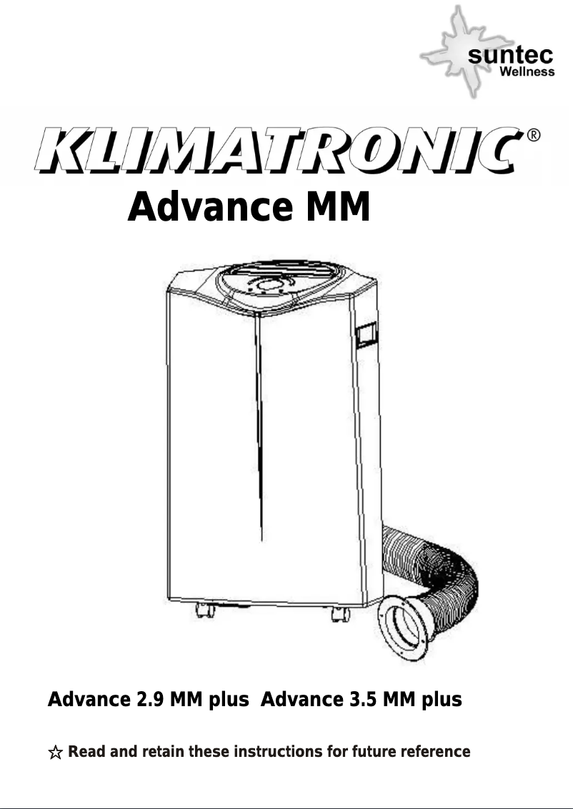 Page 1 of the manual User Manual Suntec Klimatronic Advance 2.9 plus