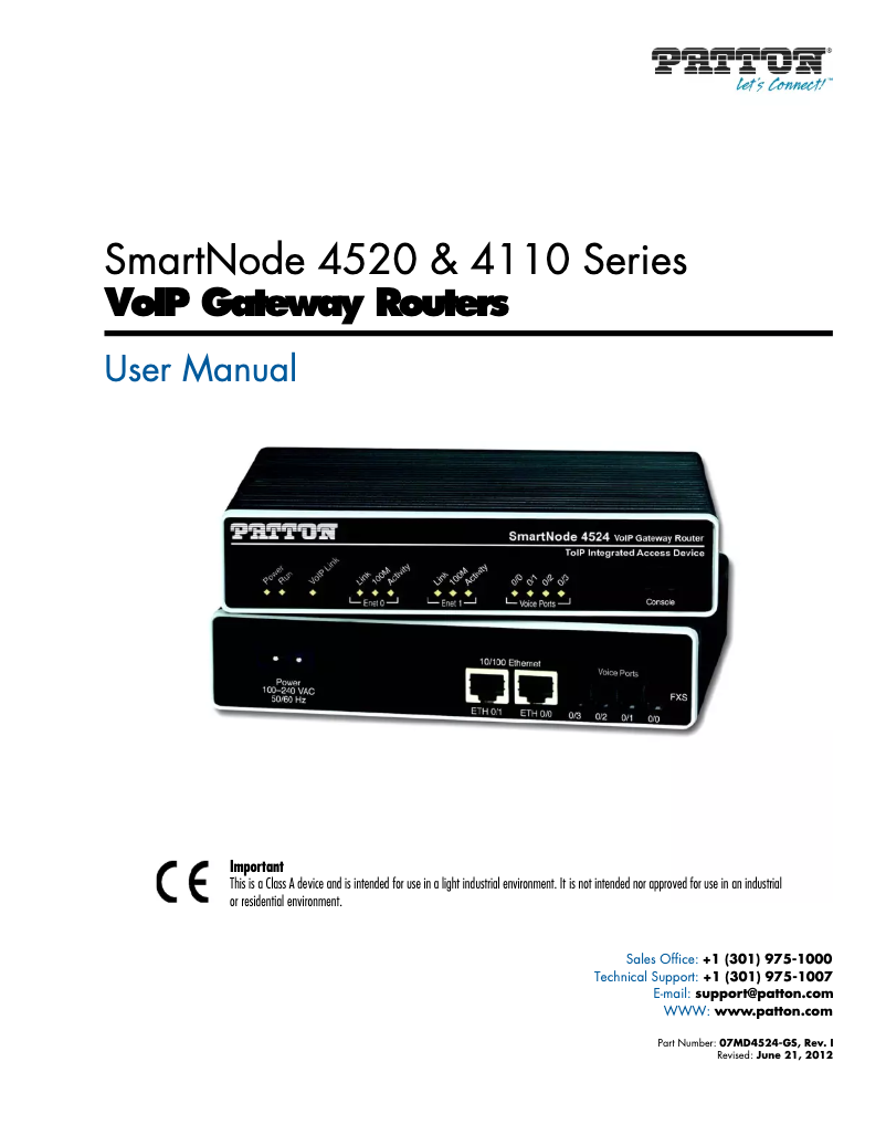 First page image of the manual for SmartNode 4110