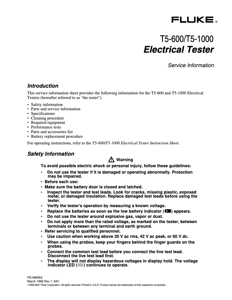 First page image of the manual for T5-1000