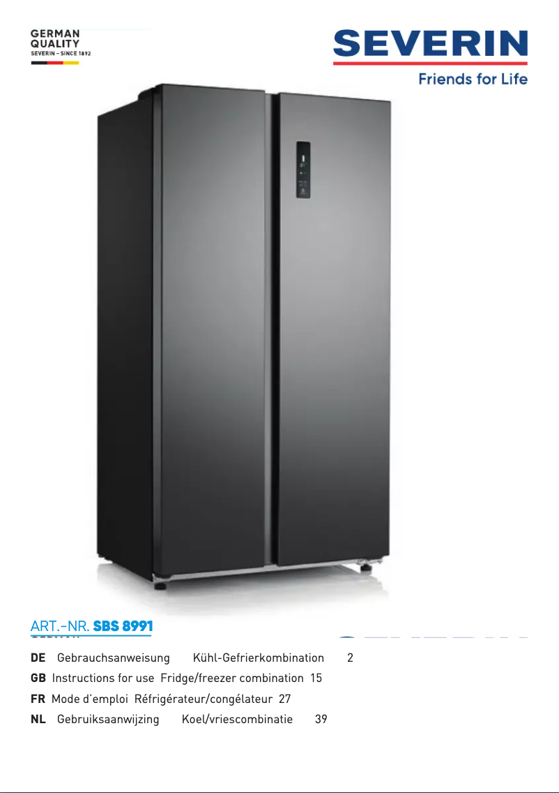 First page image of the manual for SBS 8991