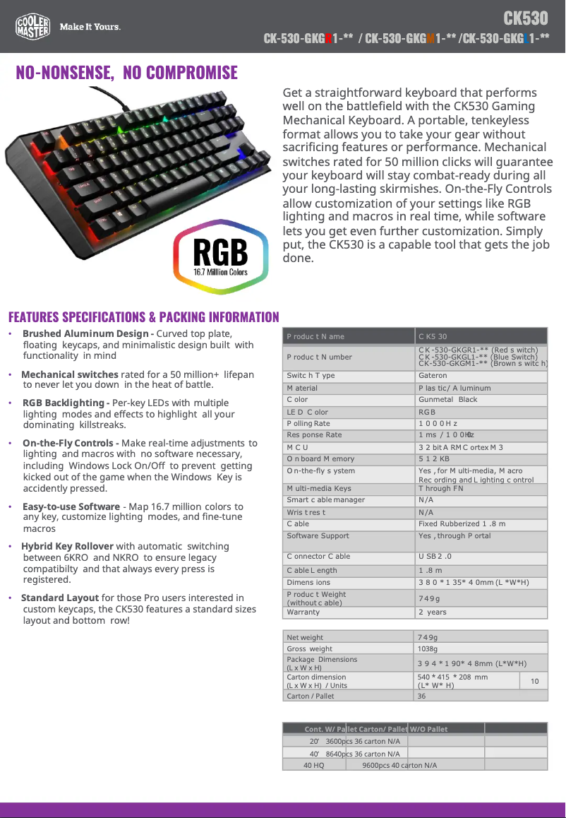 Page 1 of the manual User Manual Cooler Master CK530