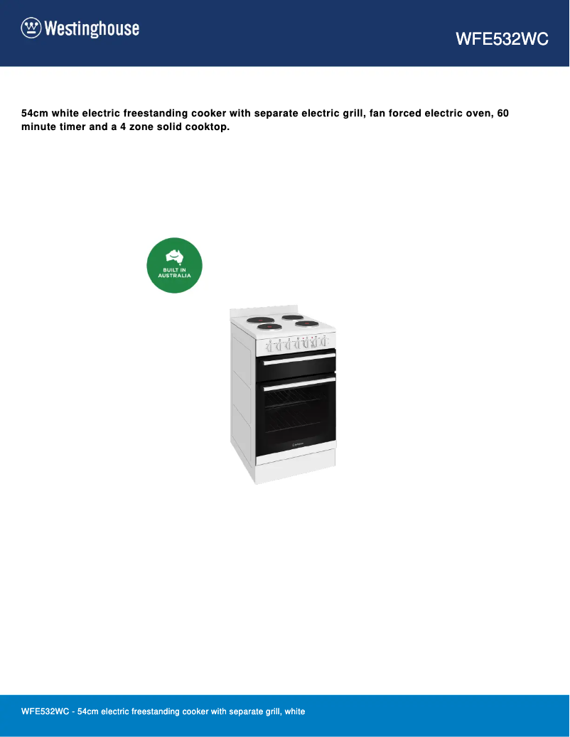 First page image of the manual for WFE532WC