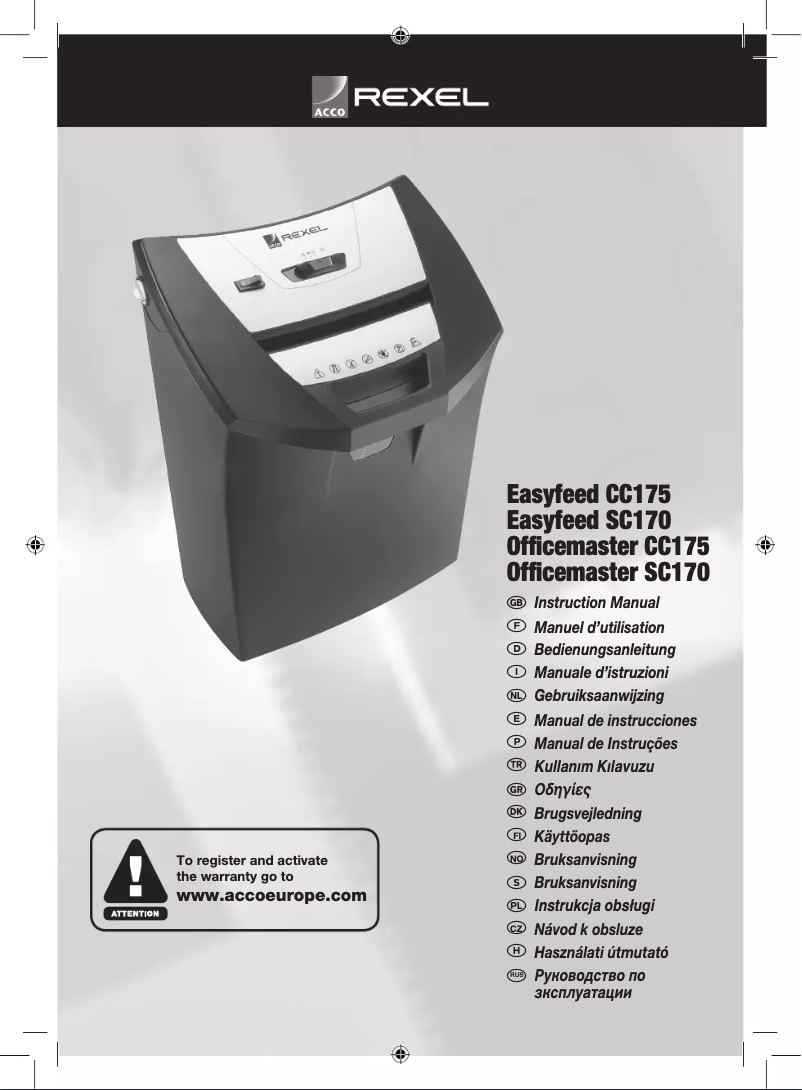 First page image of the manual for Officemaster CC175
