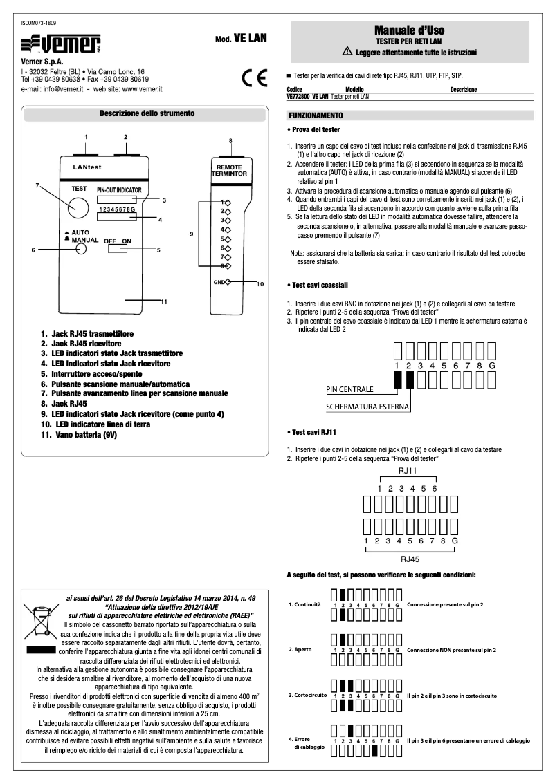 First page image of the manual for VE LAN