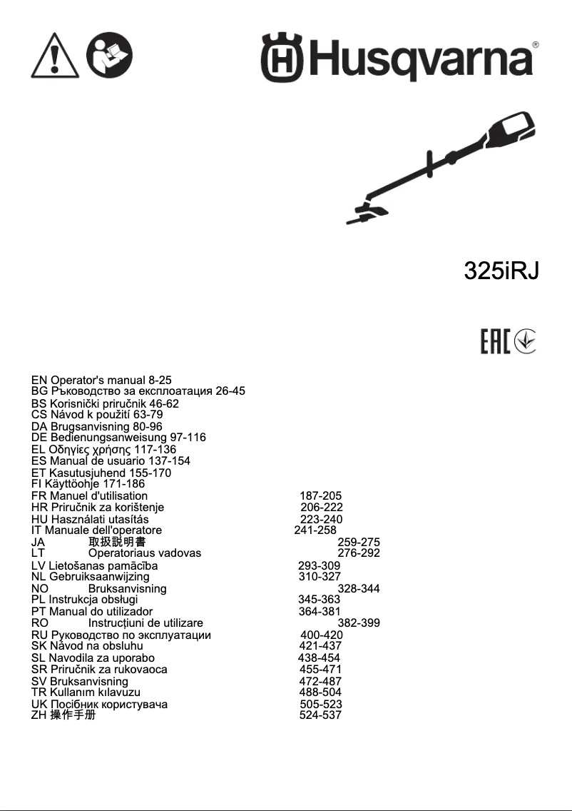 Page 1 of the manual User Manual Husqvarna 325iRJ
