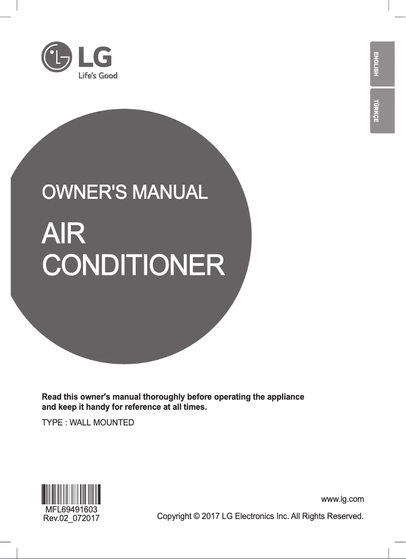 Page 1 of the manual User Manual LG ASNW24GK1Z0