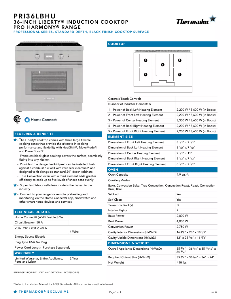 First page image of the manual for PRI36LBHU