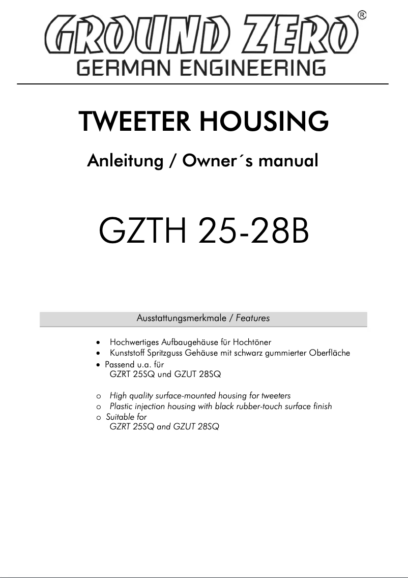 First page image of the manual for GZTH 25-28B