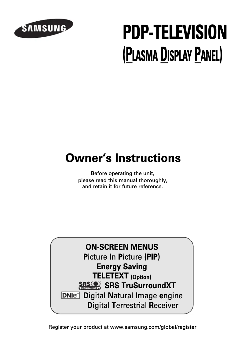 First page image of the manual for PS-42C6HD