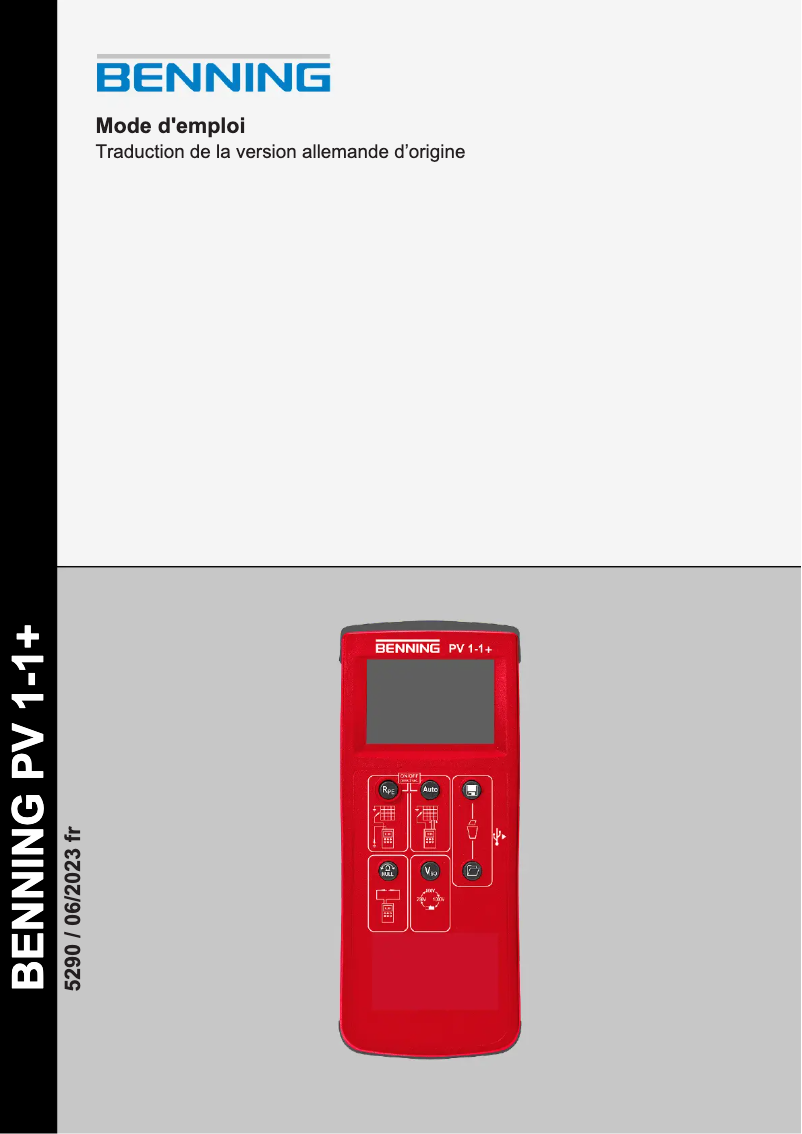 First page image of the manual for PV 1-1