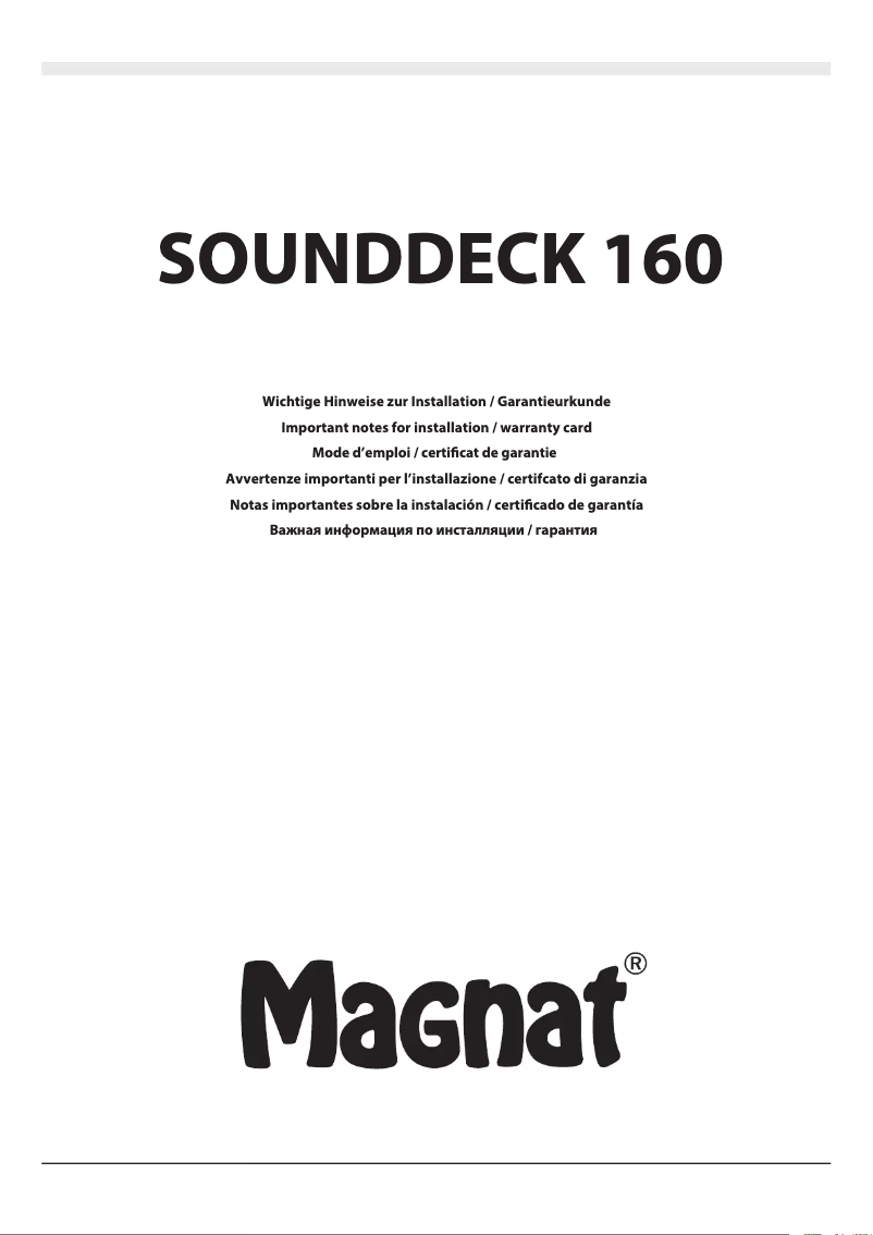 First page image of the manual for Sounddeck 160