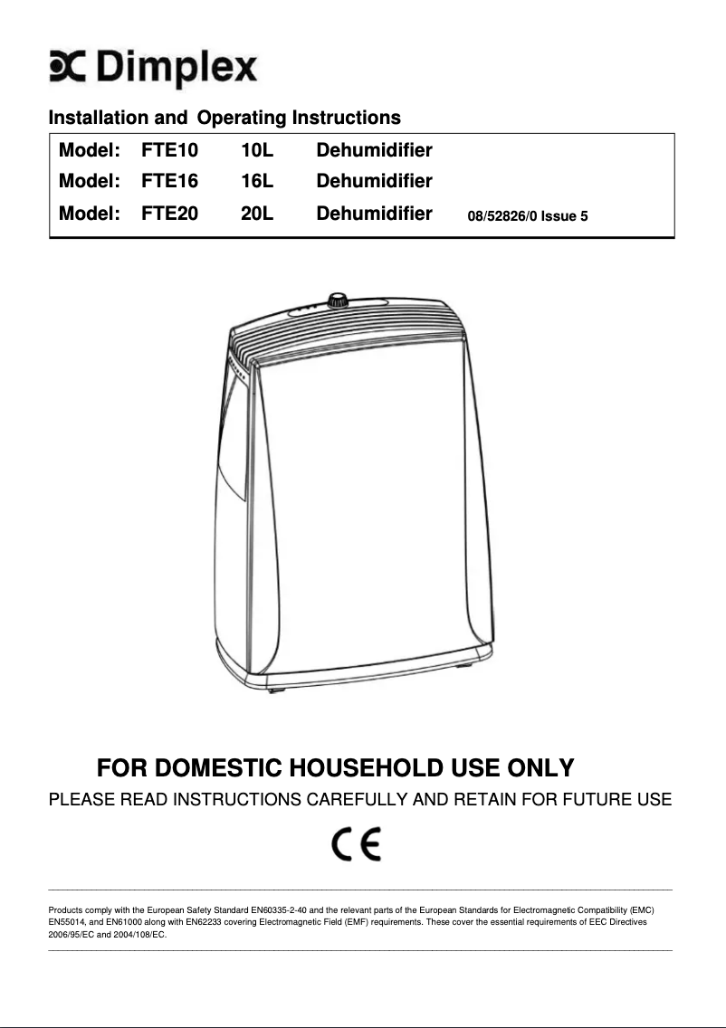 Page 1 of the manual User Manual Dimplex FTE16