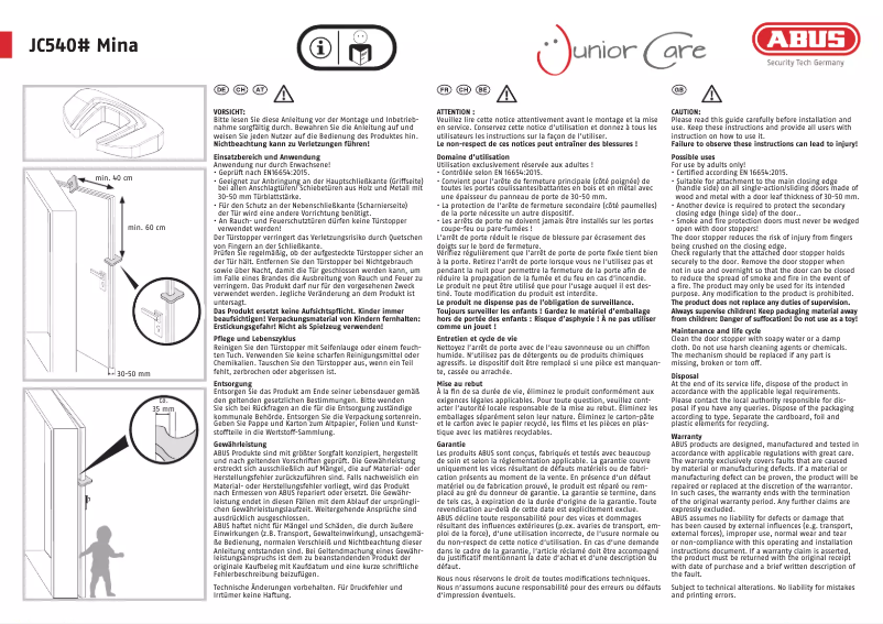 First page image of the manual for JC5401