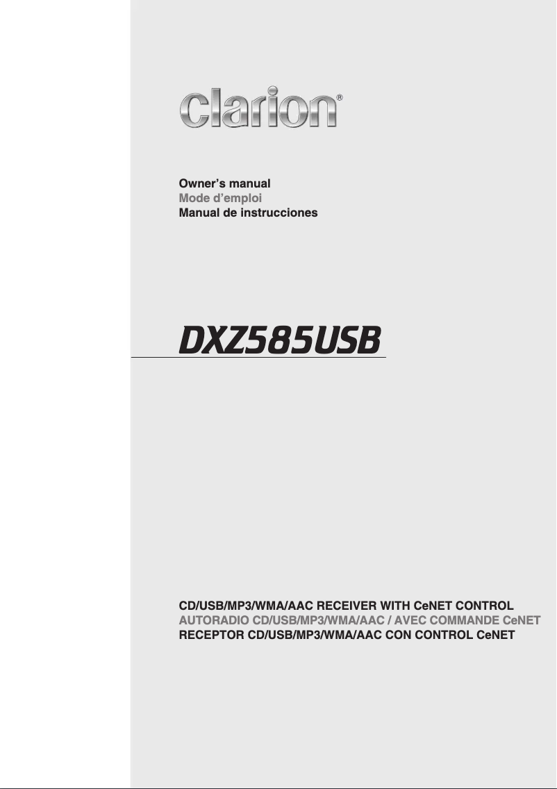 First page image of the manual for DXZ585USB