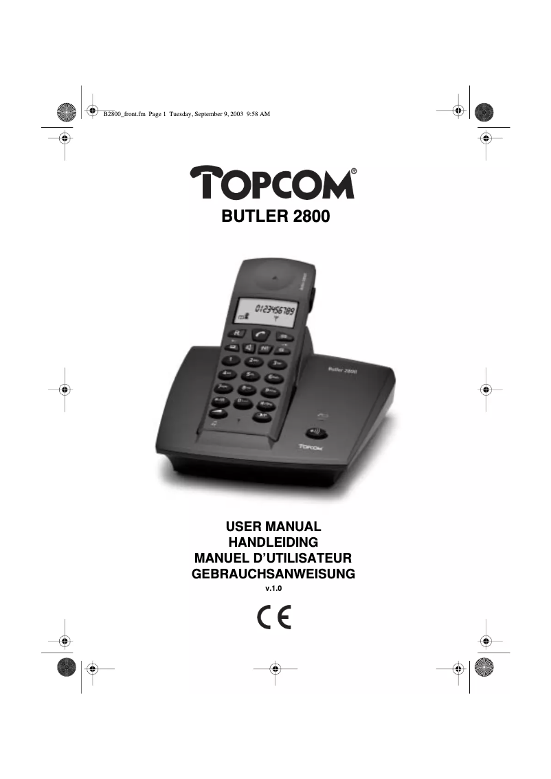 First page image of the manual for Butler 2800