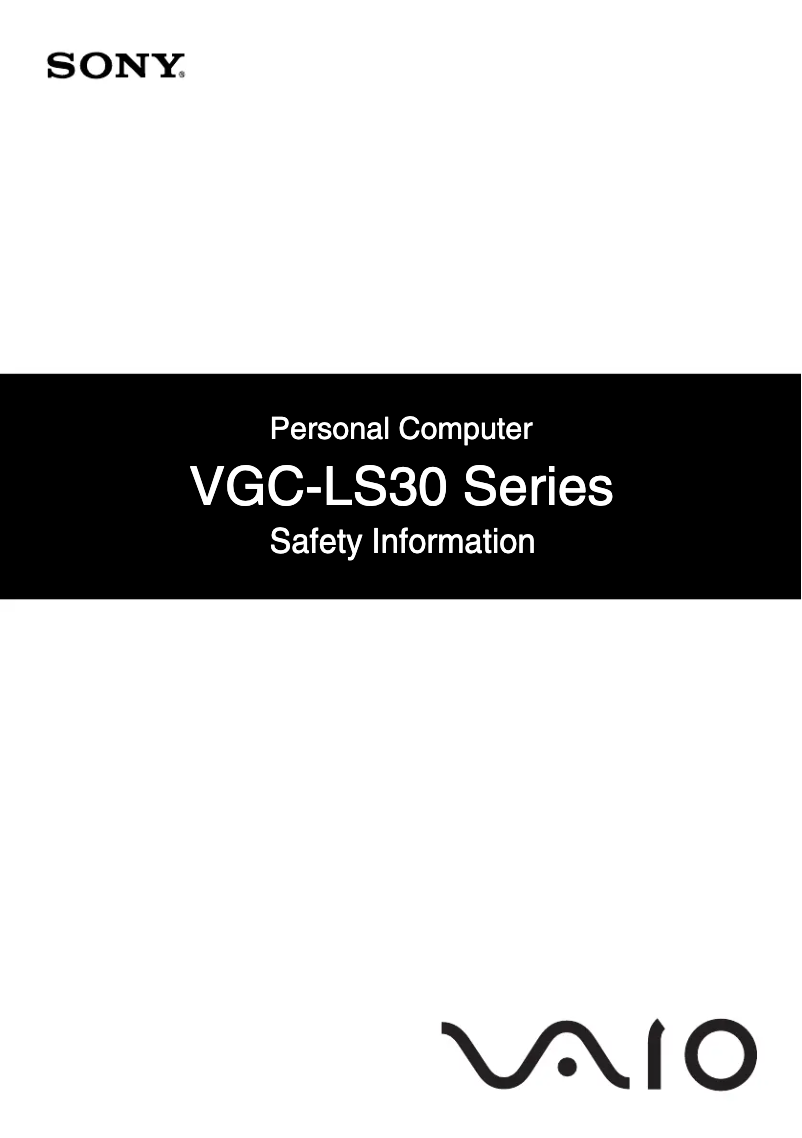 First page image of the manual for Vaio VGC-LS30E