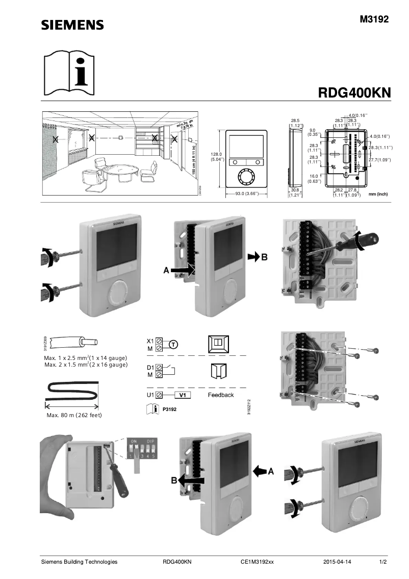 Page 1 of the manual User Manual Siemens RDG400KN