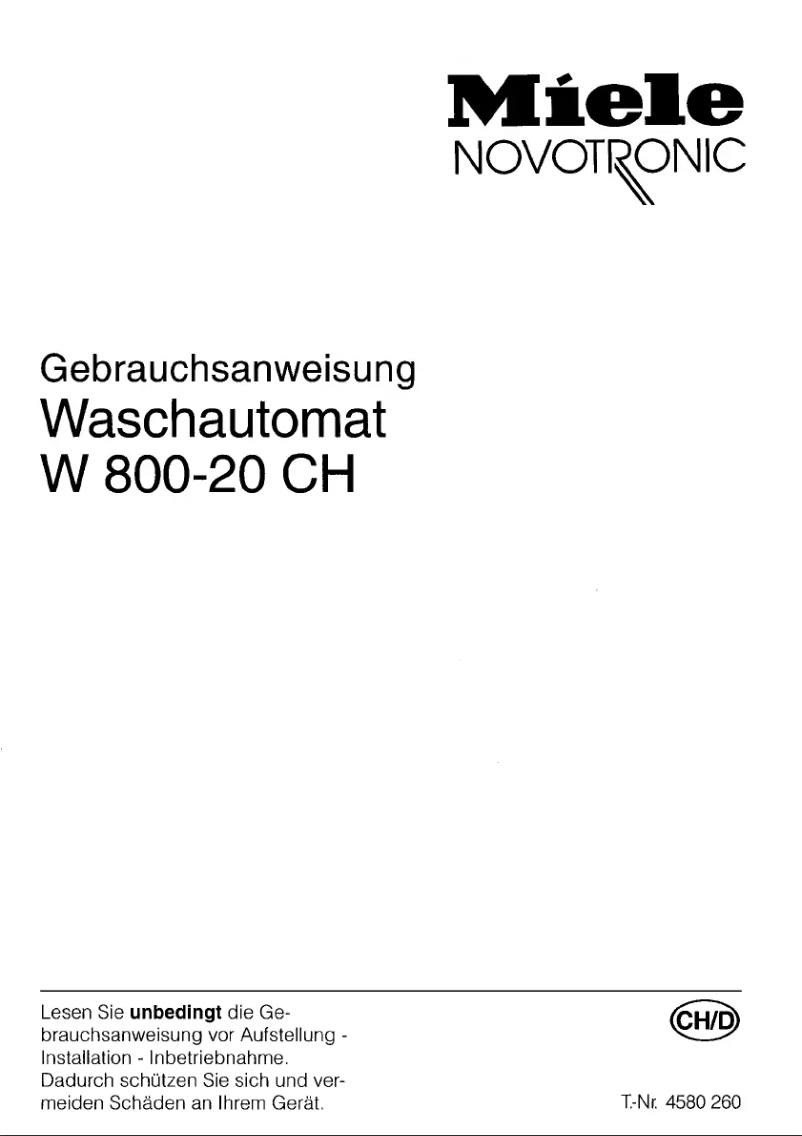 First page image of the manual for W 800-20 CH