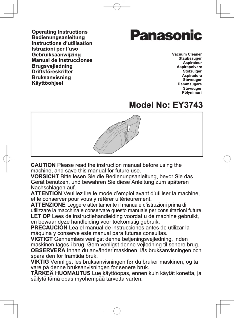 Page 1 of the manual User Manual Panasonic EY3743